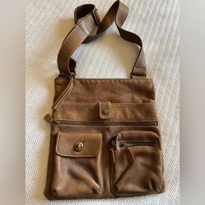 Roots leather cross body bag